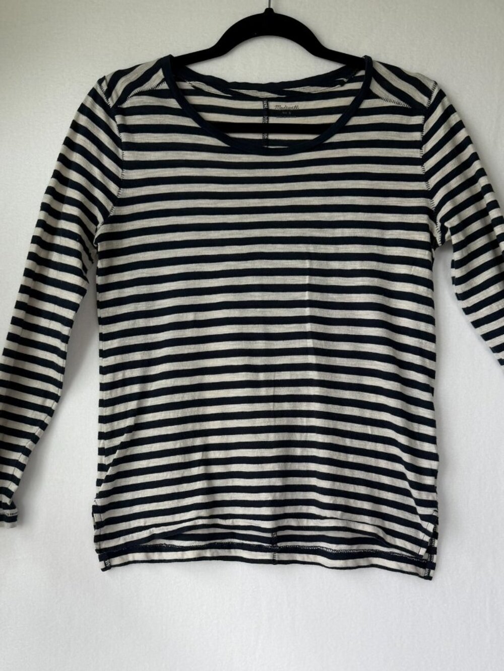 Madewell Navy & White Striped Long‑Sleeve Tee Size Small